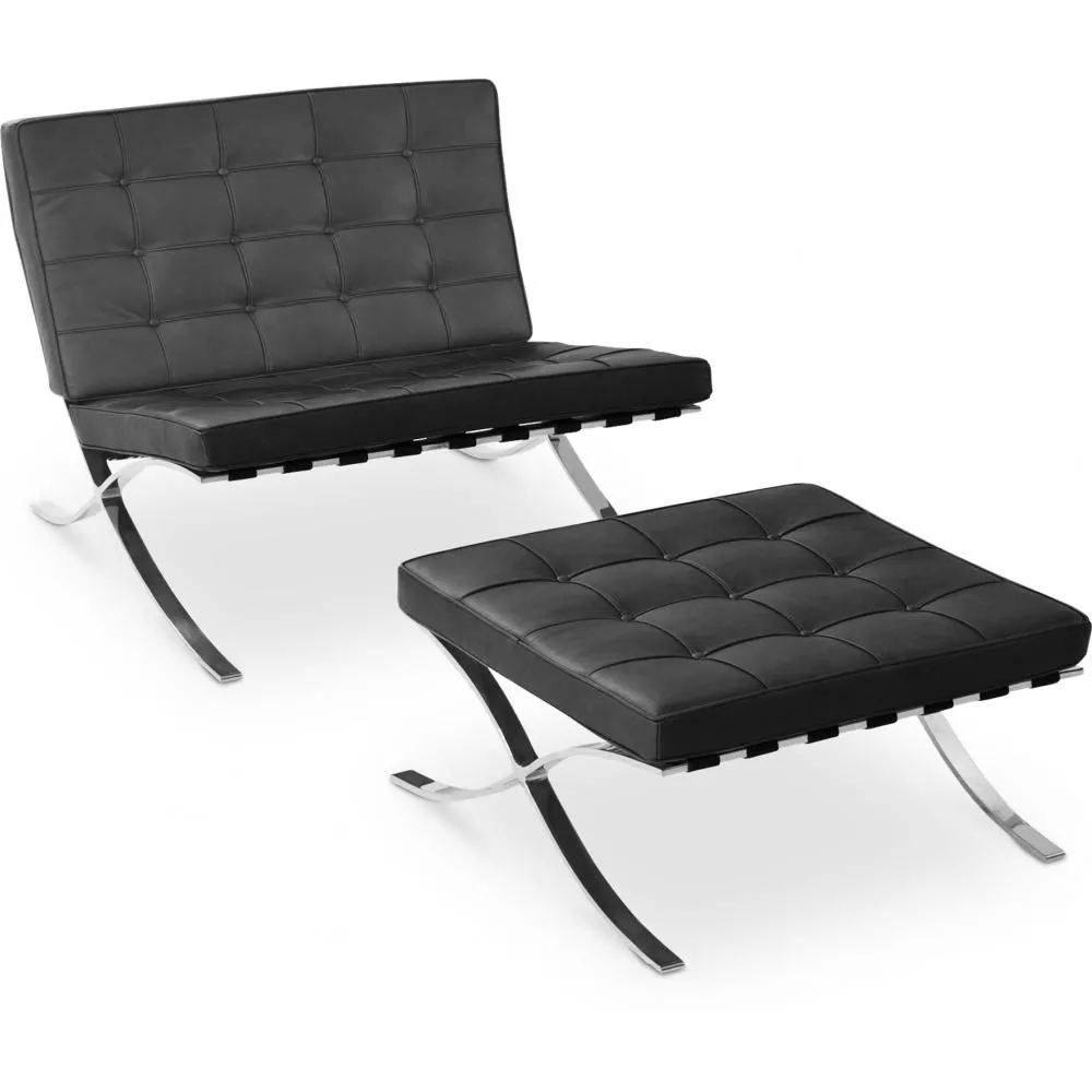 Design armchair with footrest - Leather upholstered - Town image 8
