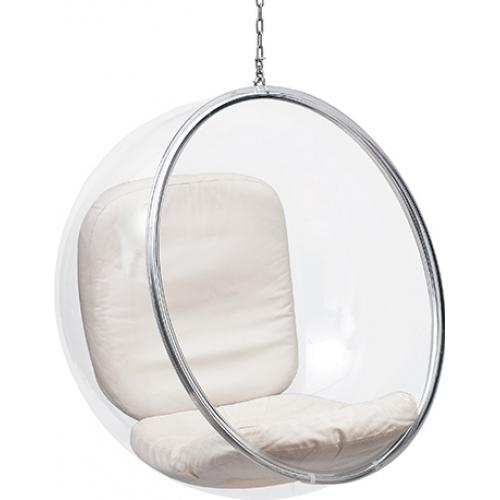  Buy Designer hanging armchair - Faux leather upholstery - Popi Ivory 13199 - in the UK