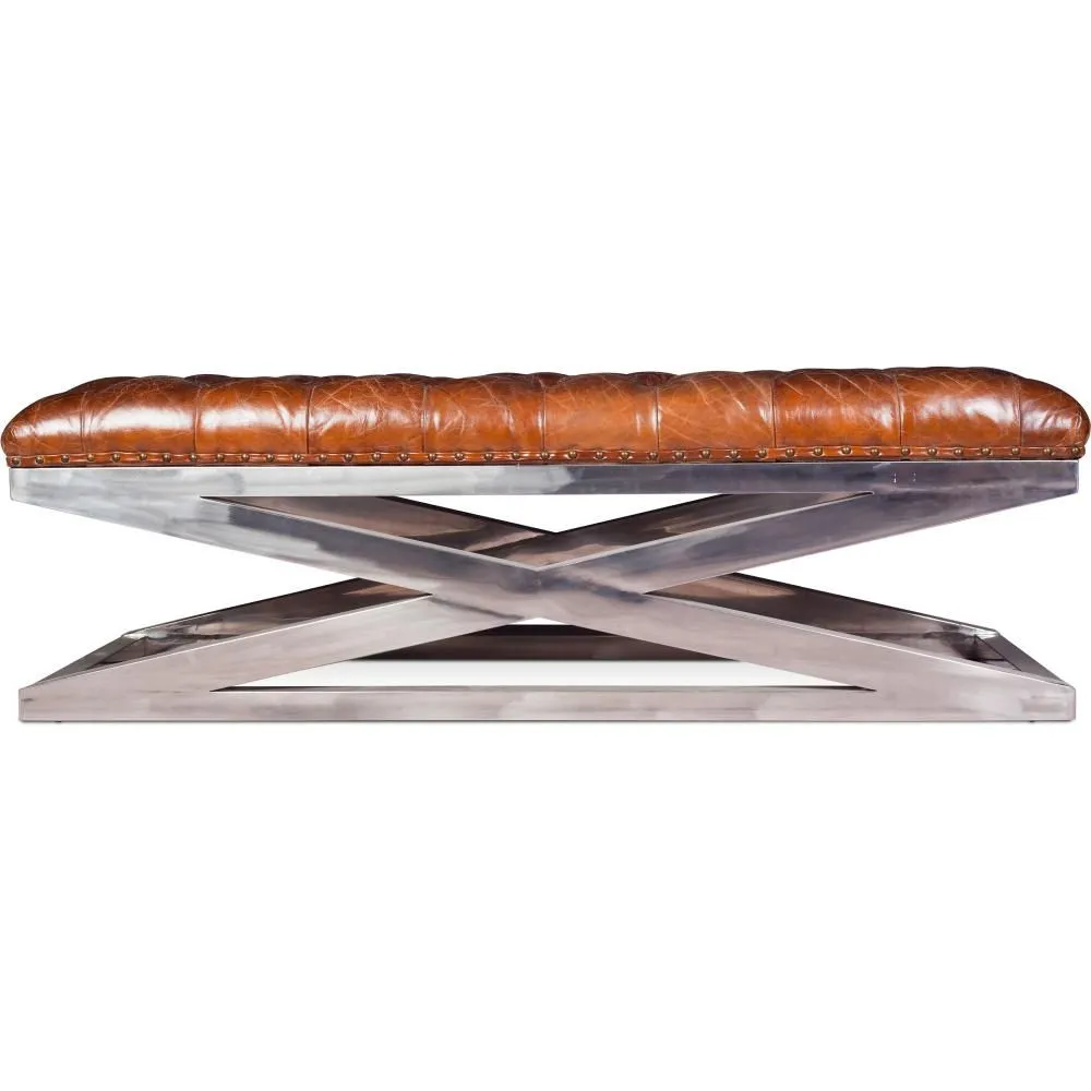 Steel Bench - Leather Upholstered - Churchill image 8