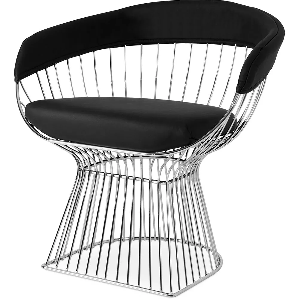 Dining Chair with Armrests - Leatherette and Metal - Barrel image 8