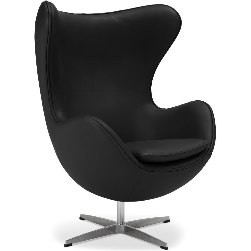  Buy Armchair with armrests - Leather upholstery - Egg-shaped design - Brave Black 13414 - in the UK