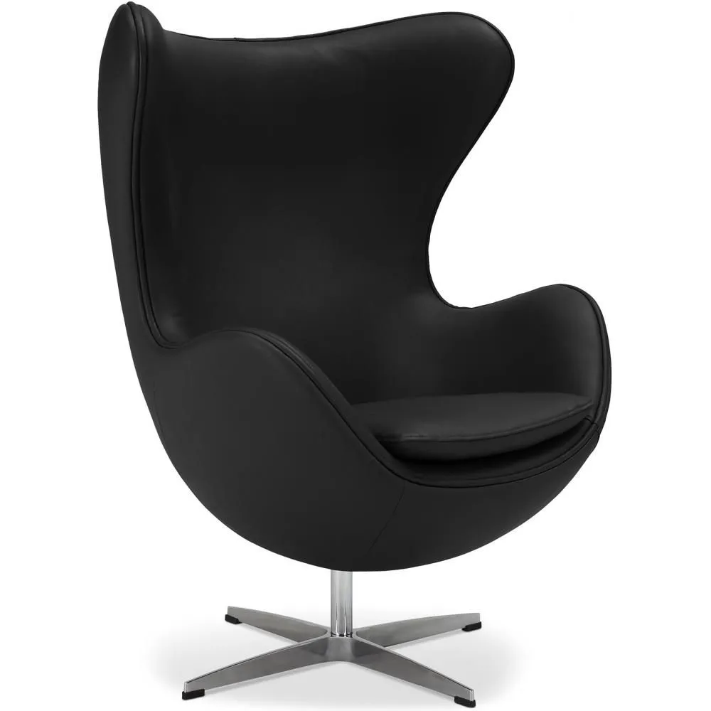 Armchair with armrests - Leather upholstery - Egg-shaped design - Brave image 8