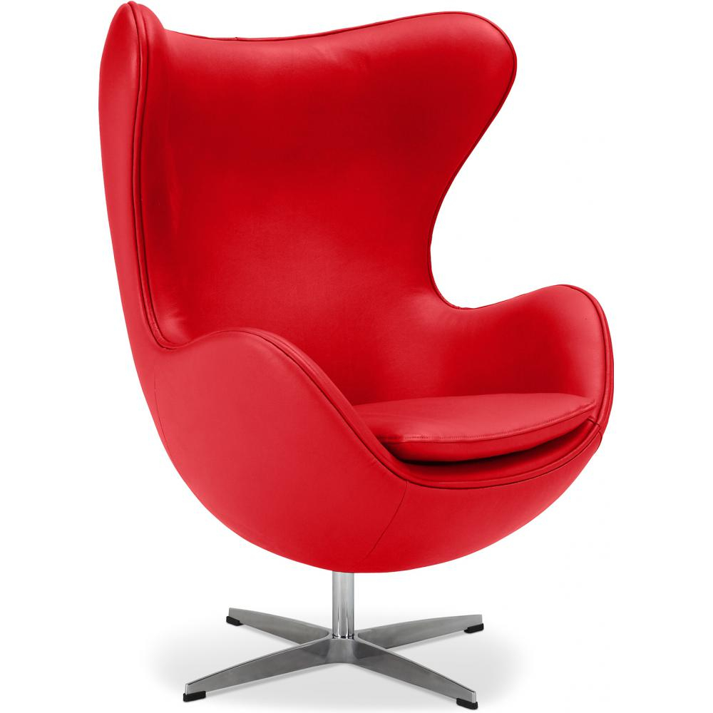  Buy Armchair with armrests - Leather upholstery - Egg-shaped design - Brave Red 13414 - in the UK