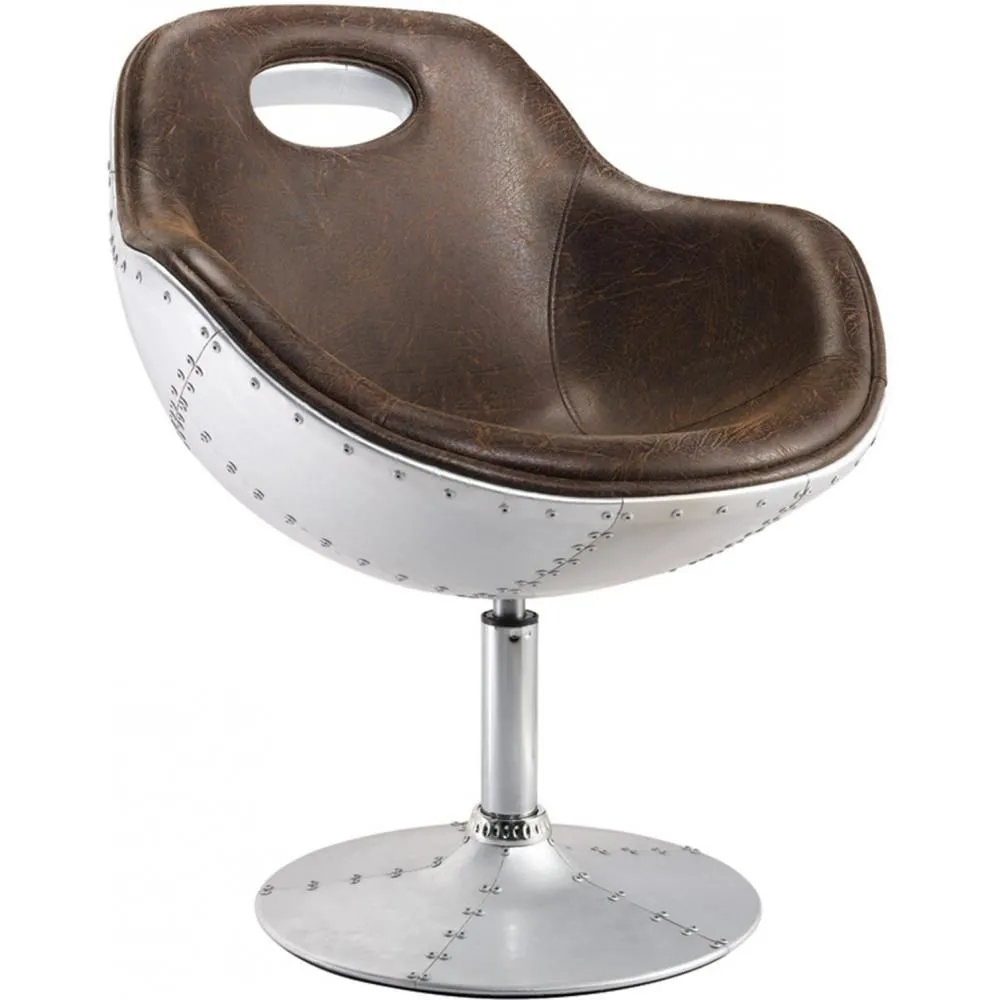 Aviator Design Swivel Armchair - Upholstered in PU image 8