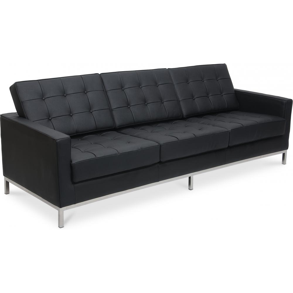  Buy Leather Upholstered Sofa - 3 Seater - Konel Black 13247 - in the UK
