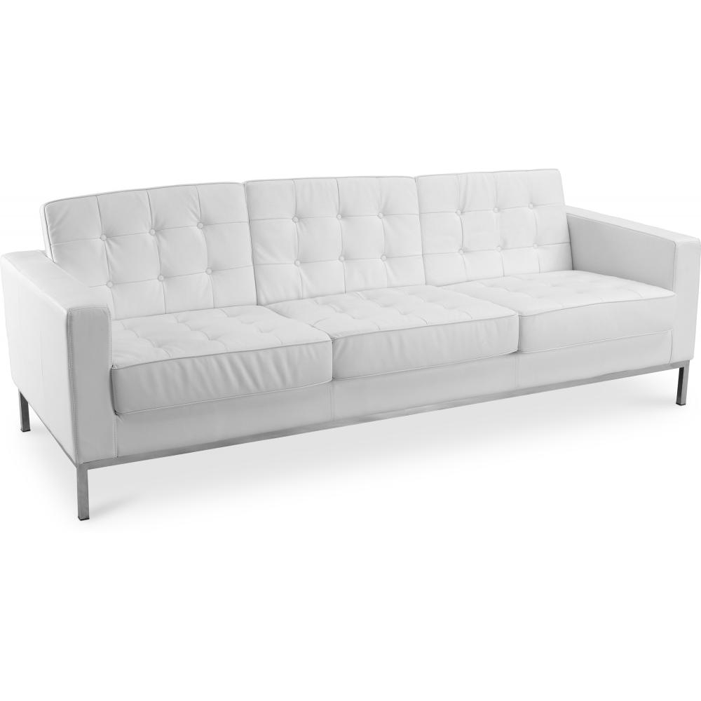  Buy Leather Upholstered Sofa - 3 Seater - Konel White 13247 - in the UK
