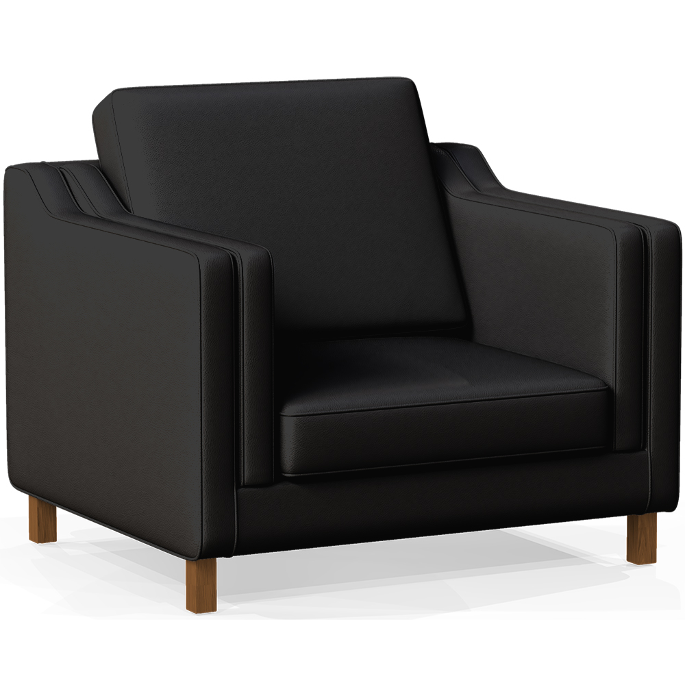  Buy Armchair with Armrests - Upholstered in Leather - Mattathais Black 15447 - in the UK