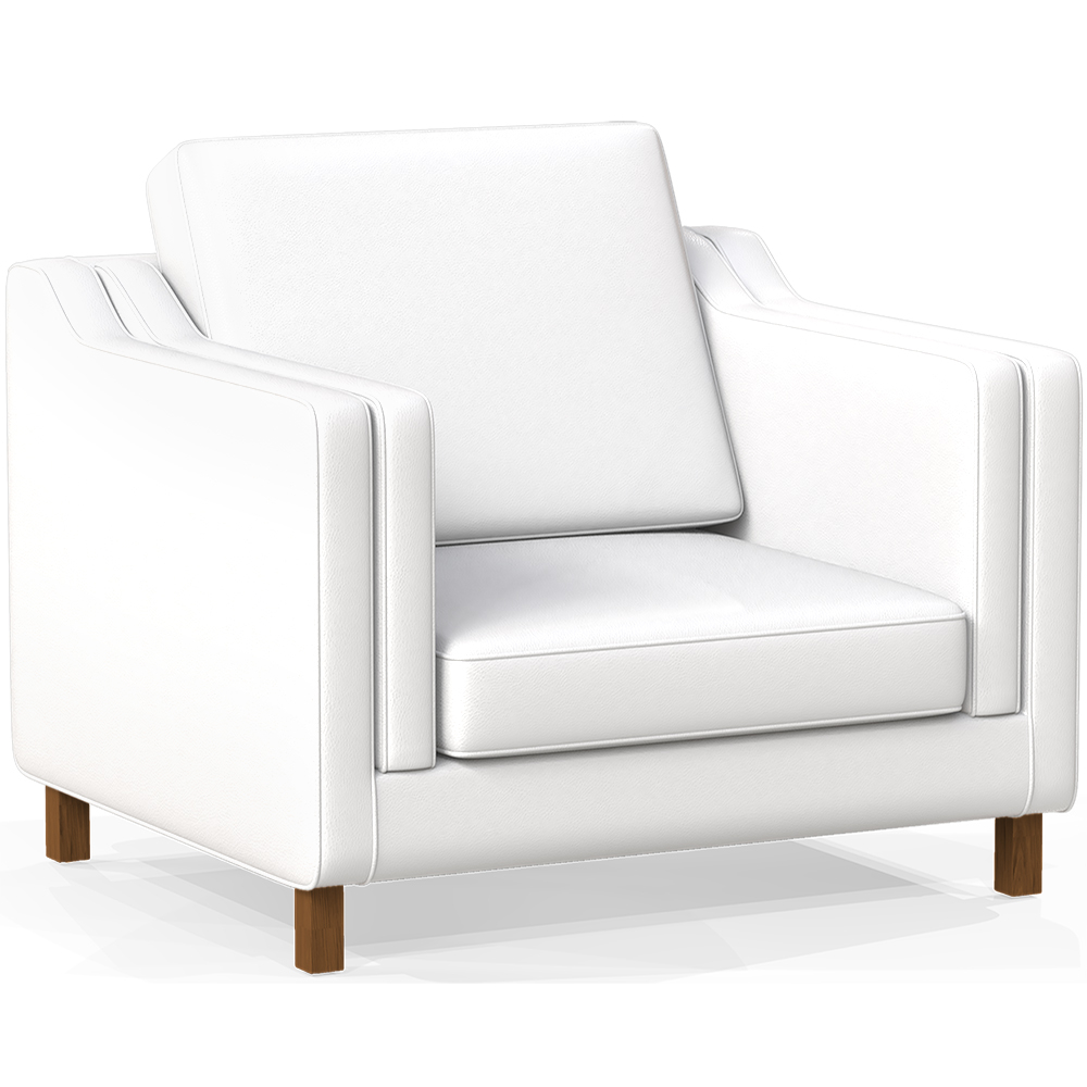  Buy Armchair with Armrests - Upholstered in Leather - Mattathais White 15447 - in the UK