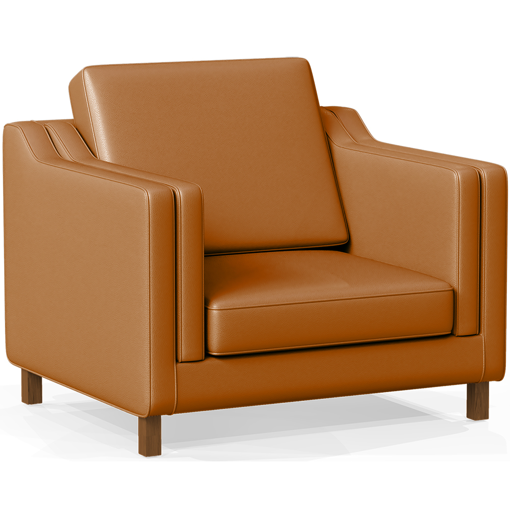  Buy Armchair with Armrests - Upholstered in Leather - Mattathais Light brown 15447 - in the UK