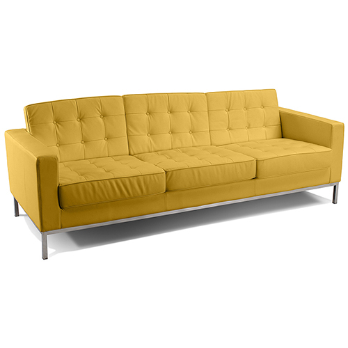  Buy Polyurethane Leather Upholstered Sofa - 3 Seater - Konel Pastel yellow 13246 - in the UK
