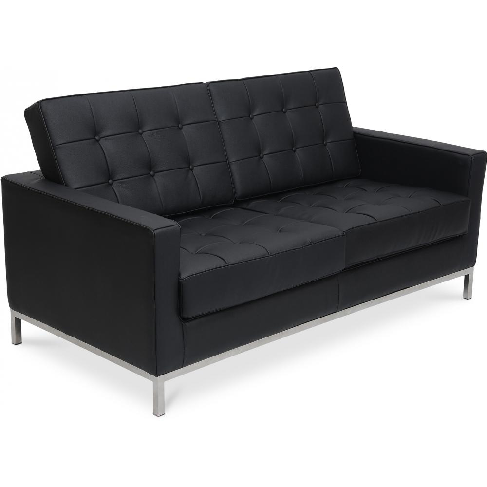  Buy Leather Upholstered Sofa - 2 Seater - Konel Black 13243 - in the UK