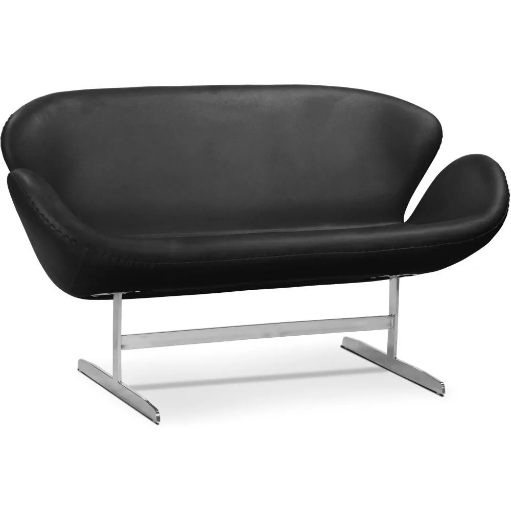 Curved Sofa - Polyurethane Leather Upholstered - 2 Seater - Svin image 8