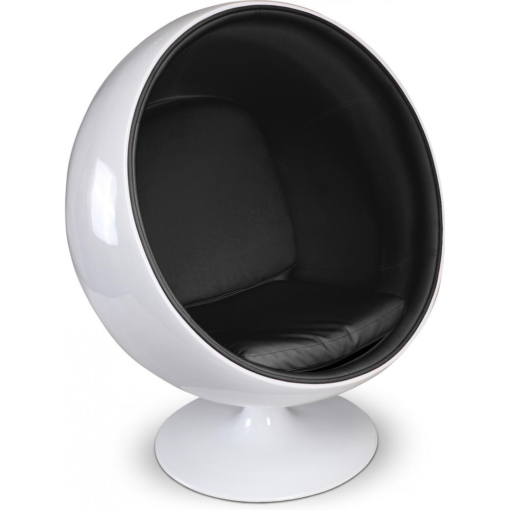  Buy Ball Design Armchair - Upholstered in Faux Leather - Batton Black 16499 - in the UK