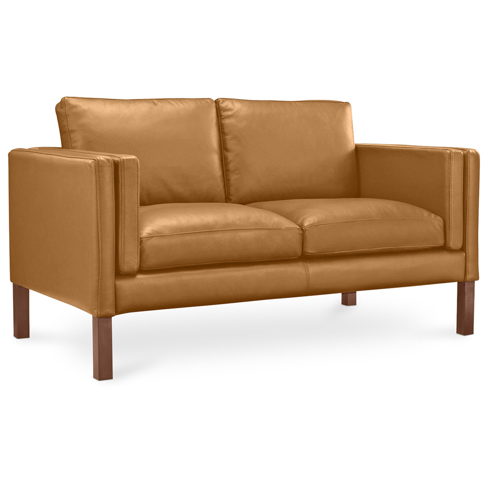  Buy Leather Upholstered Sofa - 2 Seater - Mordecai Light brown 13922 - in the UK