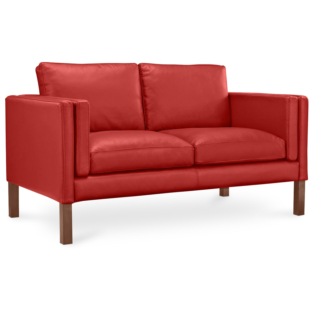  Buy Leather Upholstered Sofa - 2 Seater - Mordecai Red 13922 - in the UK
