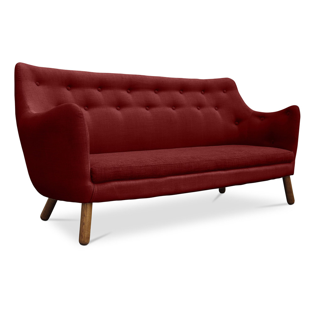  Buy Linen Upholstered Sofa - Scandinavian Style - 3 Seater - Poetes Red 54722 - in the UK