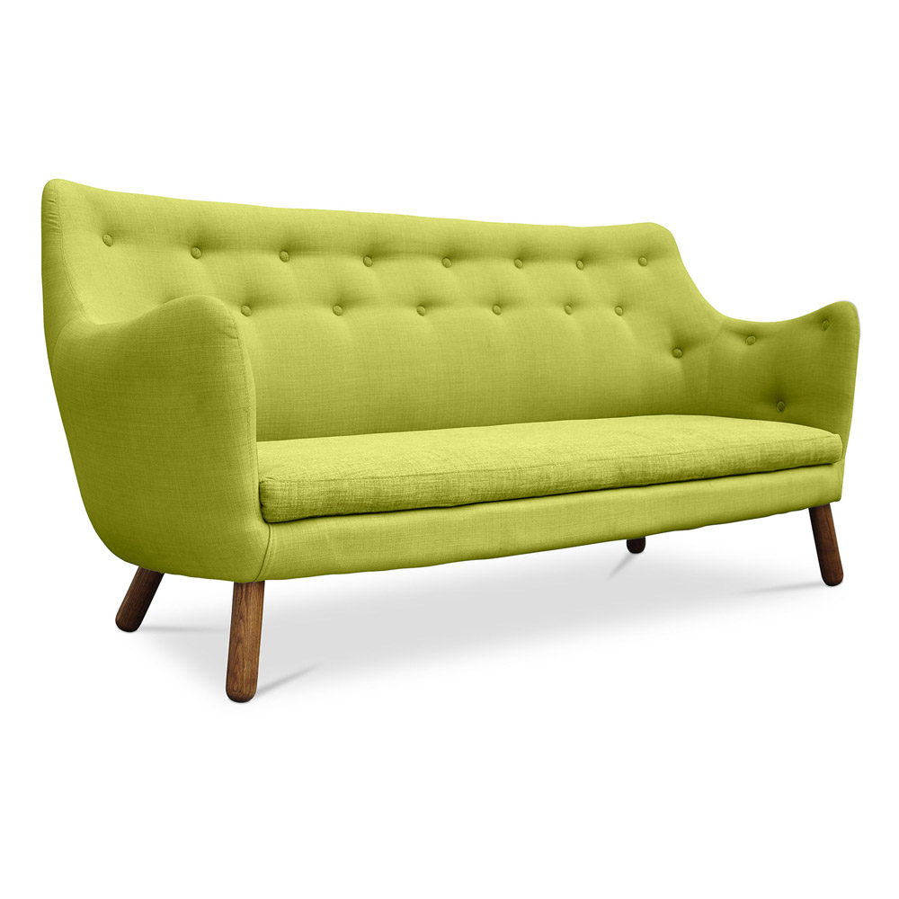  Buy Linen Upholstered Sofa - Scandinavian Style - 3 Seater - Poetes Green 54722 - in the UK