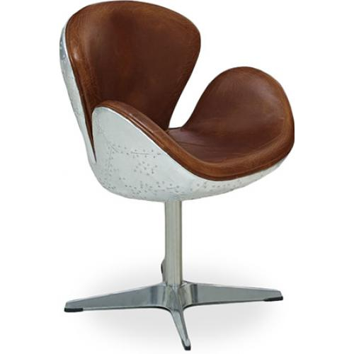  Buy Armchair with Armrests - Aviator Style - Leather and Metal - Aviator Brown 25625 - in the UK