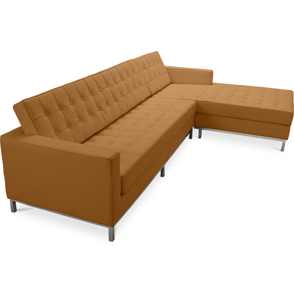  Buy Design Chaise Lounge - Leather Upholstered - Right - Sama Light brown 15185 - in the UK