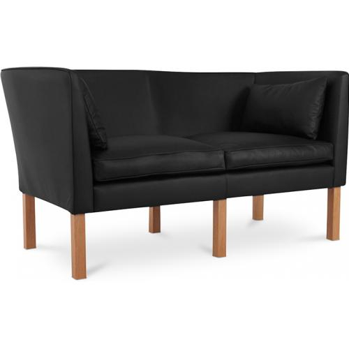  Buy 2 Seater Sofa - Polyurethane Leather Upholstered - Benjamin Black 13918 - in the UK