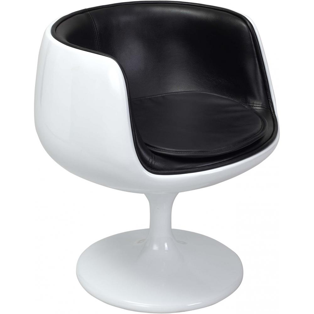  Buy Lounge Chair - White Designer Chair - Upholstered in Leather - Geneva Black 13159 - in the UK