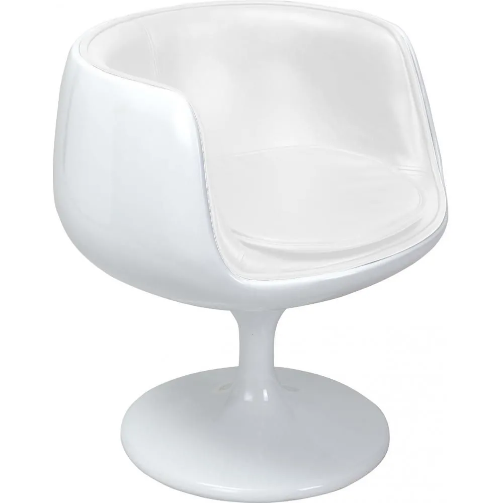 Lounge Chair - White Designer Chair - Upholstered in Leather - Geneva image 8