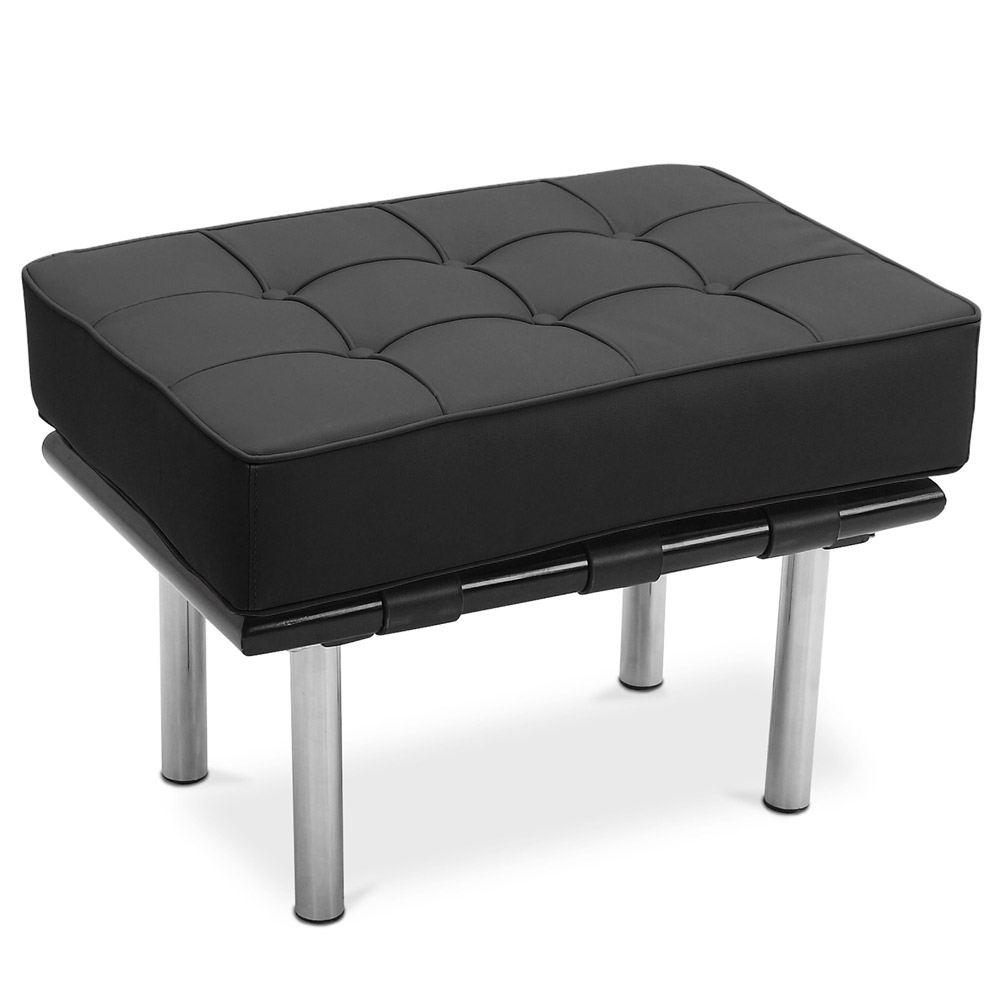  Buy Leather-upholstered Footstool - Barcel Black 15425 - in the UK
