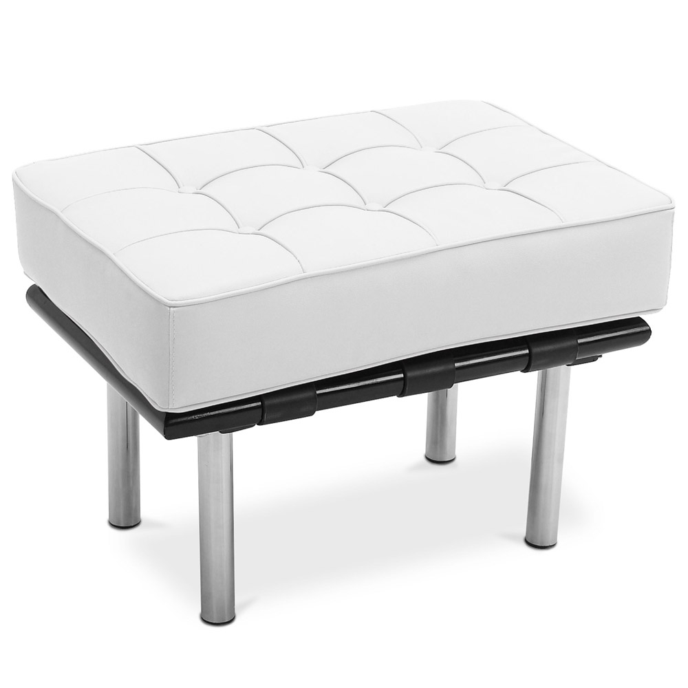  Buy Leather-upholstered Footstool - Barcel White 15425 - in the UK