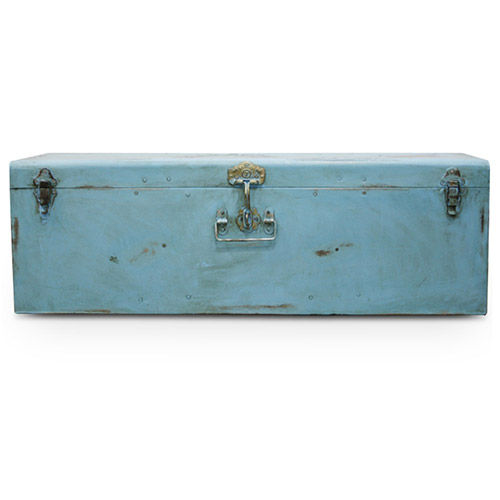  Buy Industrial vintage design locking trunk Blue 58326 - in the UK