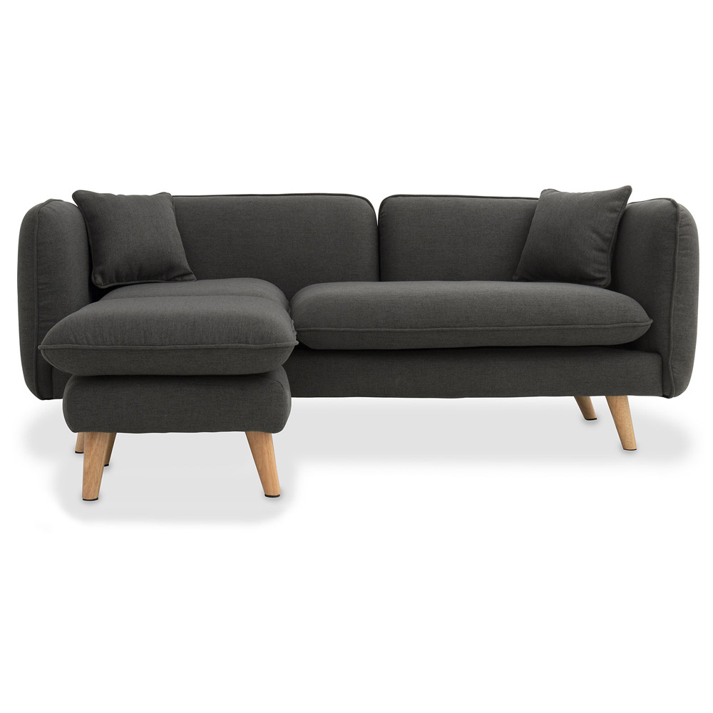  Buy Linen Upholstered Chaise Lounge - Scandinavian Style - Vriga Dark grey 58759 - in the UK