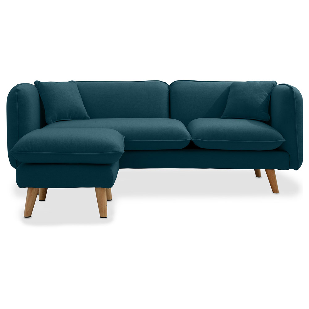  Buy Linen Upholstered Chaise Lounge - Scandinavian Style - Vriga Dark blue 58759 - in the UK