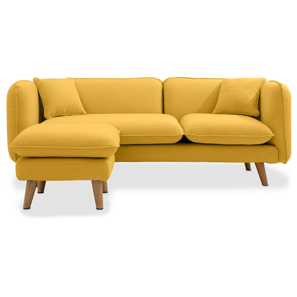  Buy Linen Upholstered Chaise Lounge - Scandinavian Style - Vriga Yellow 58759 - in the UK