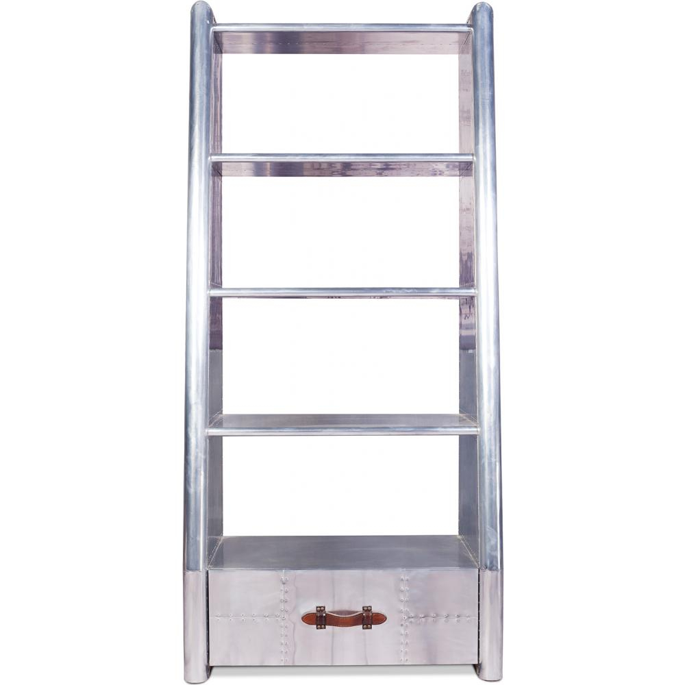  Buy Metal Shelf with Drawer - Aviator Style - 4 Shelves - Zlan Metallic light grey 48356 - in the UK