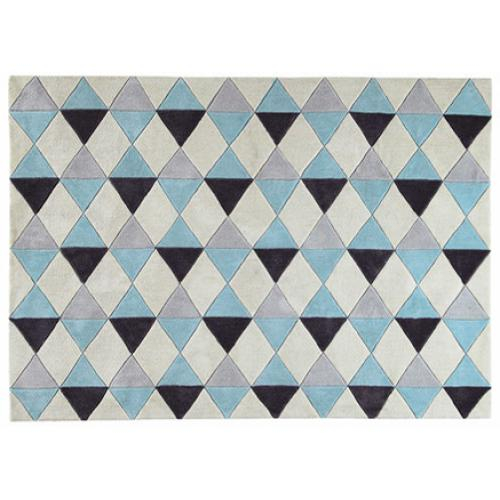  Buy Rhombus Design Rug - Wool - Wally Blue 58284 - in the UK