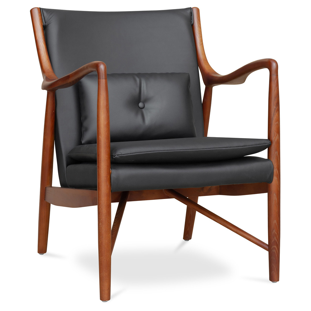  Buy 
Wooden Armchair with Armrests - Upholstered in Leather - Annua Black 58424 - in the UK