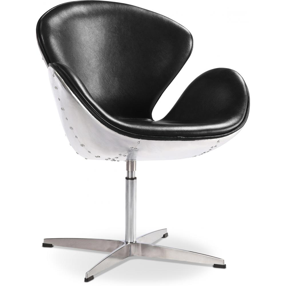  Buy 
Armchair with Armrests - Aviator Style - Upholstered in Leather - Via Black 25626 - in the UK