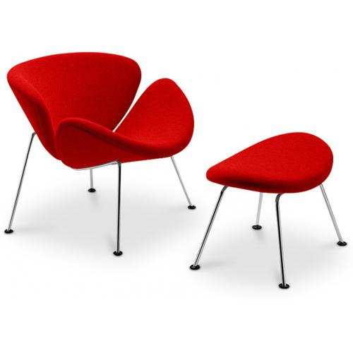  Buy Designer Armchair with Footrest - Upholstered - Chunk Red 16762 - in the UK