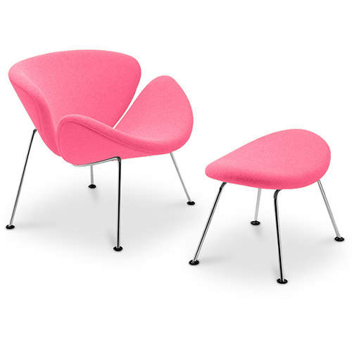  Buy Designer Armchair with Footrest - Upholstered - Chunk Pink 16762 - in the UK