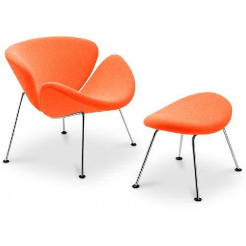 Designer Armchair with Footrest - Upholstered - Chunk image 8