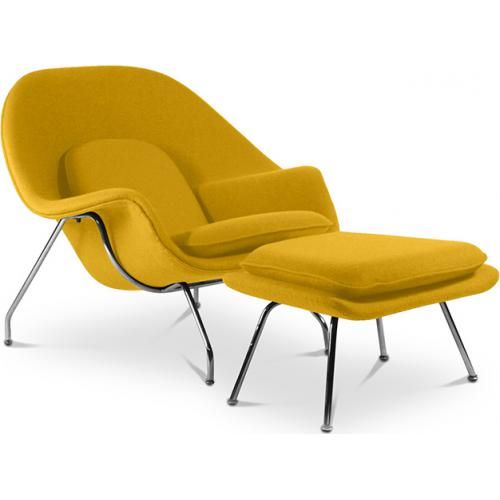 Designer Armchair with Footrest - Upholstered in Fabric - Womb image 8