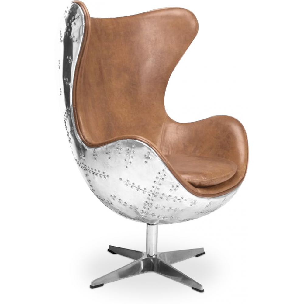 Buy  Design Armchair with Armrests - Egg Design - Leather and Metal - Cocoon Brown 25628 - in the UK