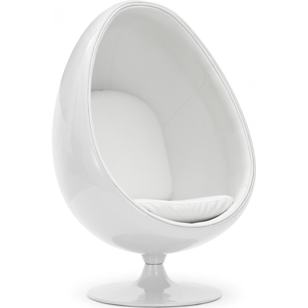  Buy Egg-shaped designer armchair - Faux leather upholstery - Eny White 13193 - in the UK