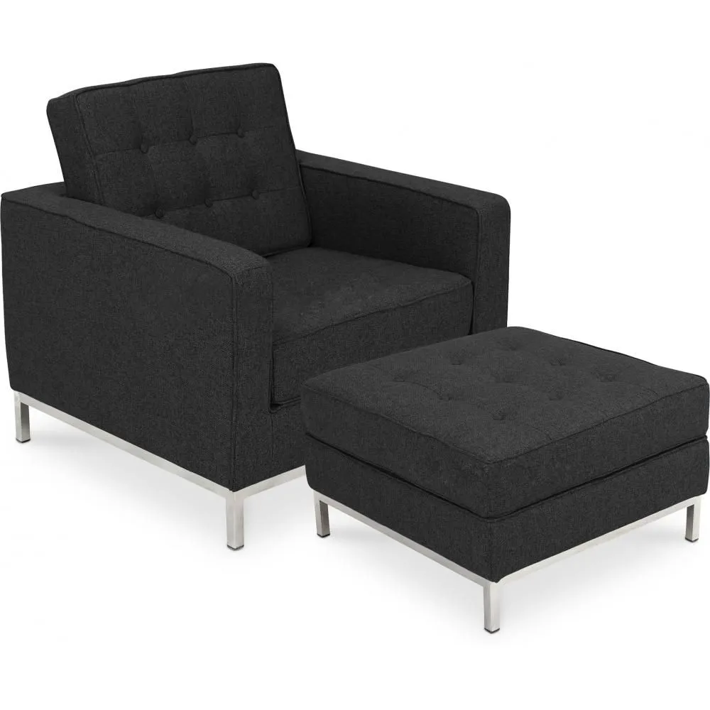 Designer Armchair with Footrest - Upholstered in Cashmere - Konel image 8