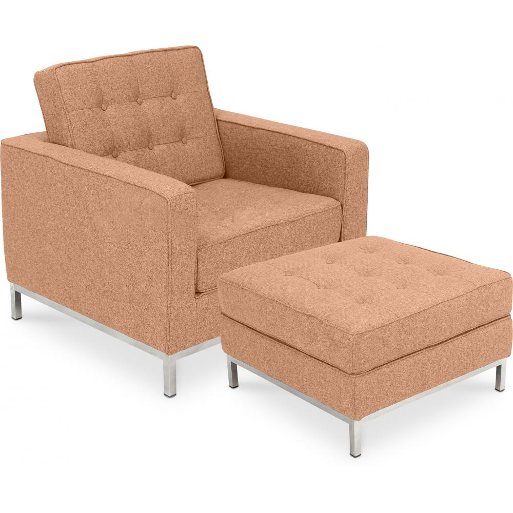  Buy Designer Armchair with Footrest - Upholstered in Cashmere - Konel Brown 16513 - in the UK