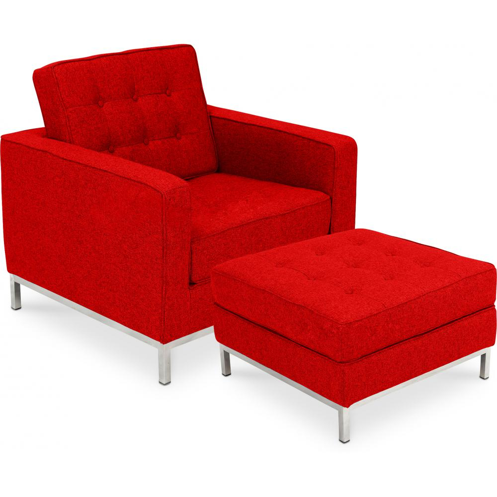  Buy Designer Armchair with Footrest - Upholstered in Cashmere - Konel Red 16513 - in the UK