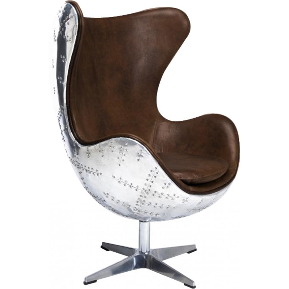  Buy Armchair with Armrests - Aviator Style - Leather and Metal - Cocoon Brown 25627 - in the UK