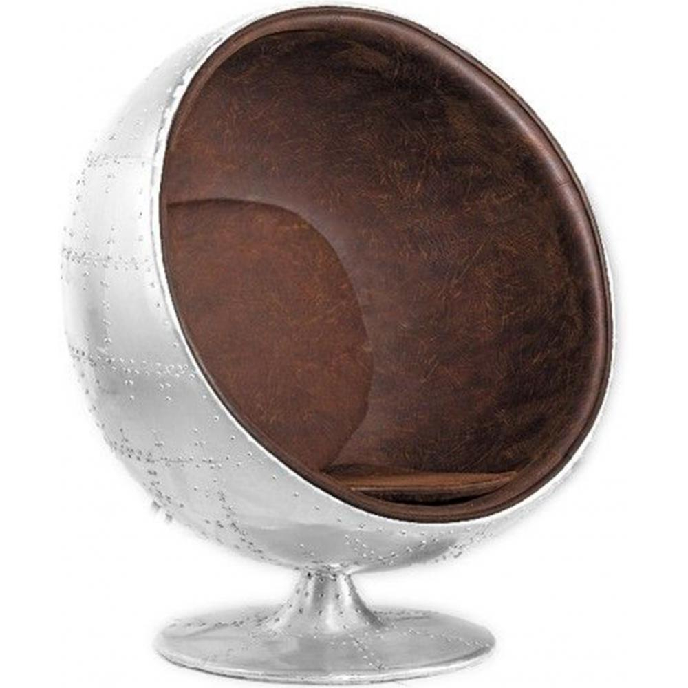  Buy Ball Design Armchair - Aviator Style - Upholstered - Baller Brown 26718 - in the UK