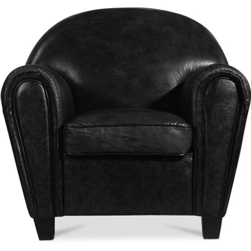  Buy Armchair with Armrests - Upholstered in Leather - Club Black 54287 - in the UK