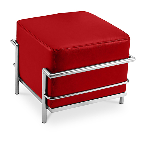  Buy  Square Footrest - Upholstered in Faux Leather - Kart Red 55762 - in the UK