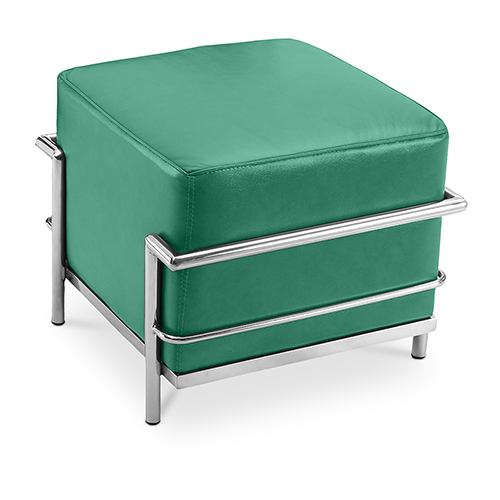  Buy  Square Footrest - Upholstered in Faux Leather - Kart Turquoise 55762 - in the UK